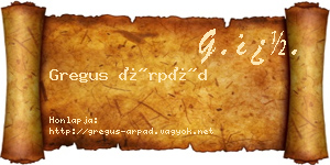 Gregus Árpád névjegykártya
